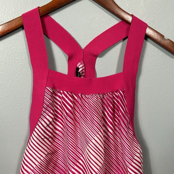 Theory 100% silk pink striped racerback tank top size M - Picture 5 of 14